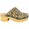 Zueco Tacón Mujer Piel Animal Print Leopardo Punta Cuadrada Help The Trees 7768410