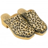 Zueco Tacón Mujer Piel Animal Print Leopardo Punta Cuadrada Help The Trees 7768410