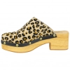 Zueco Tacón Mujer Piel Animal Print Leopardo Punta Cuadrada Help The Trees 7768410