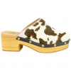 Zueco Tacón Mujer Piel Animal Print Vaca Punta Cuadrada Help The Trees 7768410