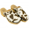 Zueco Tacón Mujer Piel Animal Print Vaca Punta Cuadrada Help The Trees 7768410
