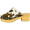 Zueco Tacón Mujer Piel Animal Print Vaca Punta Cuadrada Help The Trees 7768410