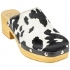 Zueco Tacón Mujer Piel Animal Print Vaca Punta Cuadrada Help The Trees 7768410