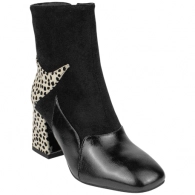 Botín Combinado Negro Tacón Medio  Animal Print  Azarey  578K120