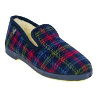 Zapatillas de Mujer de Estar por Casa Invierno Cerradas Azul Estampado a Cuadros Forro Lana de Oveja Javer 120