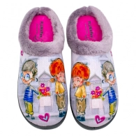 Zapatilla Casa Mujer Invierno Abierta Enamorados Plumaflex 12213