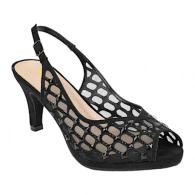 Sandalia negra de fiesta con tacón y transparencias - Prestigio C-402