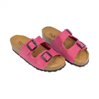 Sandalias Bio de Piel para Mujer con Doble Hebilla y Cuña de Corcho - Suver 130015