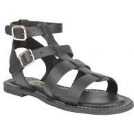 Sandalias Romanas de Piel para Mujer con Doble Hebilla y Suela Plana plantilla gel - Wikers T-77804