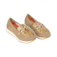 Zapato Doctor Cutillas  tipo Mocasín Mujer Verano Blanco y Camel Estribo Plantilla Extraible 82555