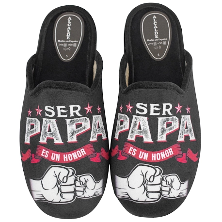 Zapatillas de casa abiertas para hombre negras con mensaje Ser papá es un honor