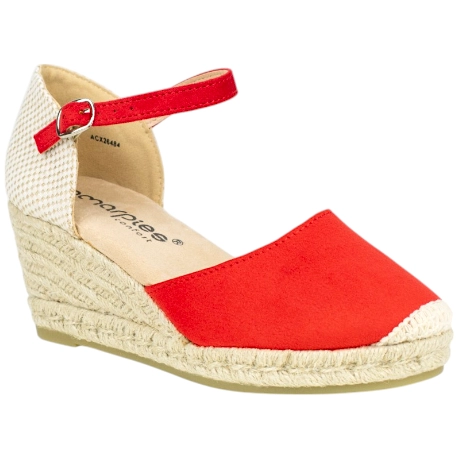 Alpargatas Con Cuña Media Roja y Pulsera al Tobillo