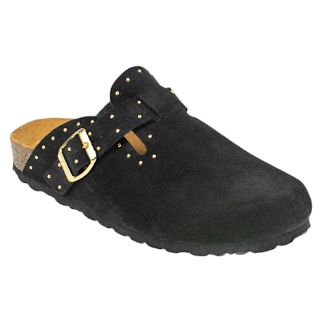 Zueco de Piel con Tachas Mujer Negro