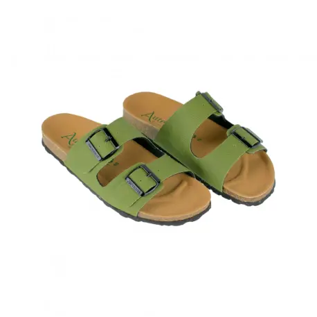 Sandalias Doble Hebilla con Tejido Reciclado Verde