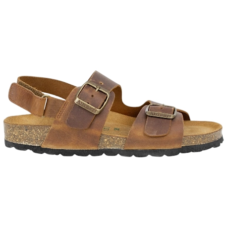 Sandalia Corcho de Mujer Beis Marron Chocolate Negro Taupe Doble Hebilla con Tira Autenti 10888