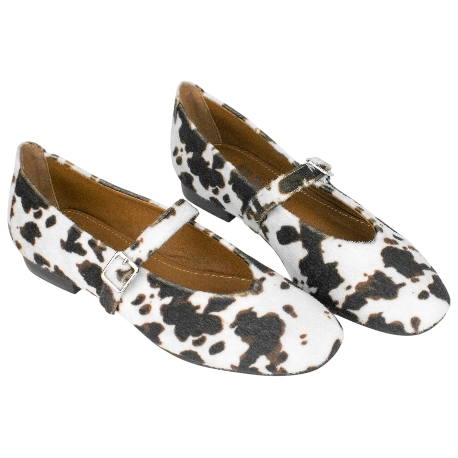 Bailarina Mary Jane Animal Print Vaca Plana D´Angela DDN29001-VA