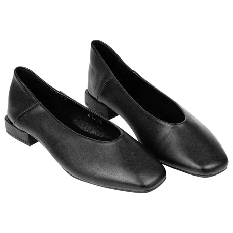 Bailarina Negra Tacón Cuadrado Punta cuadrada Buonarotti 3415