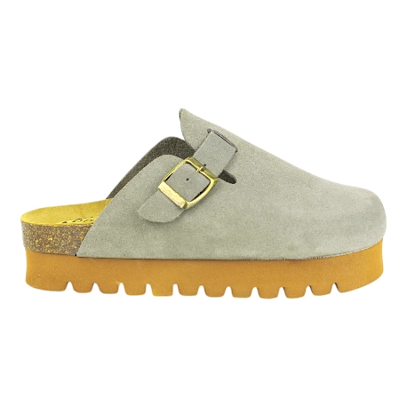 Zuecos plataforma en piel serraje de Mujer - Biocomfort HOM-002