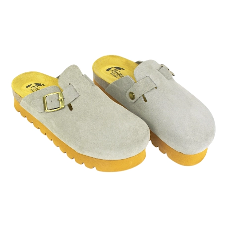 Zuecos plataforma en piel serraje de Mujer - Biocomfort HOM-002