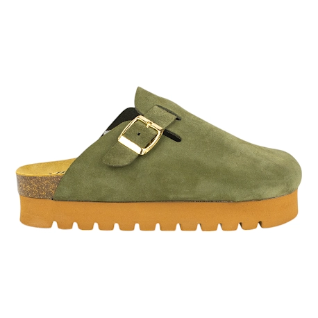 Zuecos plataforma en piel serraje de Mujer - Biocomfort HOM-002