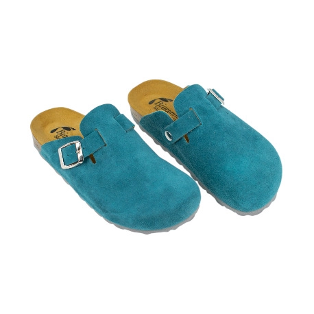 Zueco de Serraje Cómodo Mujer Azul