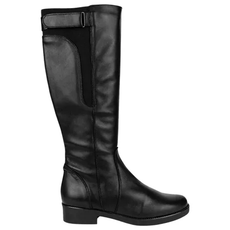Bota Alta Piel Negra con Elástico y Cremallera Mujer Jam 1017