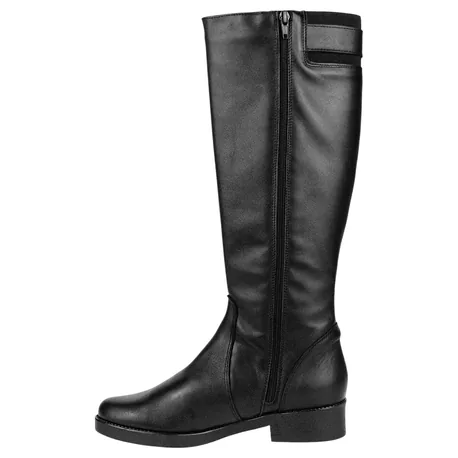 Bota Alta Piel Negra con Elástico y Cremallera Mujer Jam 1017