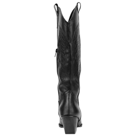 Bota Campera Negra Piel Caña Alta Cremallera Tacón Alto Inway Bali