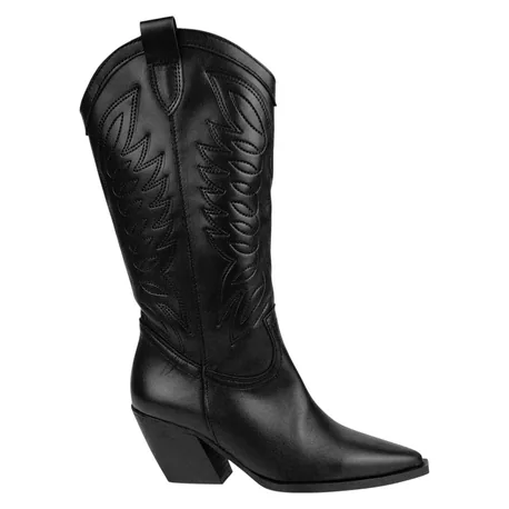 Bota Campera Alta Piel Negro Tacón Alto Inway Bali