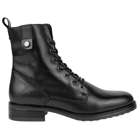 Bota Militar Piel Negro Plana Cremallera y Cordón Innovation 2068N