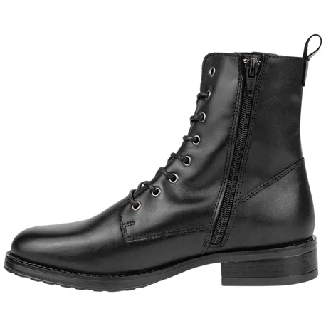 Bota Militar Piel Negro Plana Cremallera y Cordón Innovation 2068N