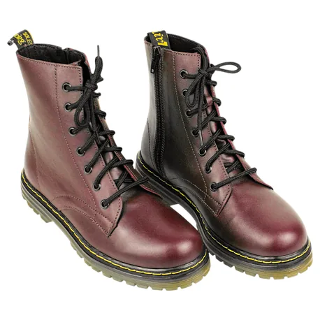 Bota Militar Piel Plana Cordón y Cremallera Losal 1013