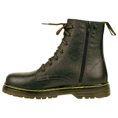 Bota Militar Piel Plana Cordón y Cremallera Losal 1013