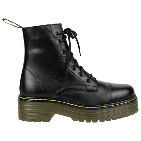 Bota militar Piel Negro Plataforma Cordón y Cremallera Losal 1024