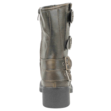 Botas Biker de Media Caña para Mujer con Hebillas y Tacón Medio - Ideal Shoes 9650A
