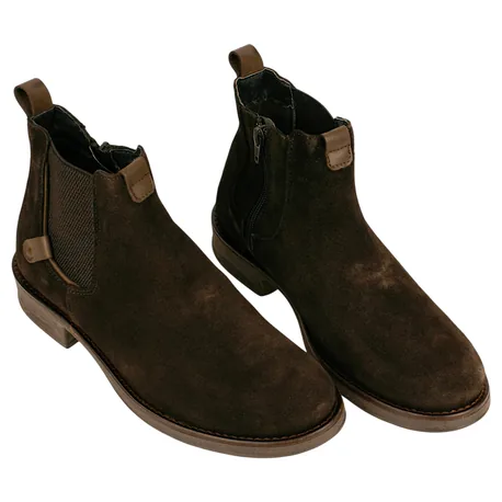 Botines Chelsea de Serraje Marrón para Hombre con Cremallera y Plantilla de Gel - Innova Shoes 1700