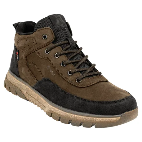 Botín Piel Nobuck Impermeable Marrón Chocolate Cordón y Cremallera Rieker B9303-25