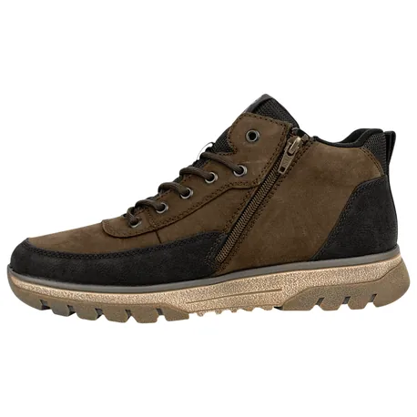 Botín Piel Nobuck Impermeable Marrón Chocolate Cordón y Cremallera Rieker B9303-25