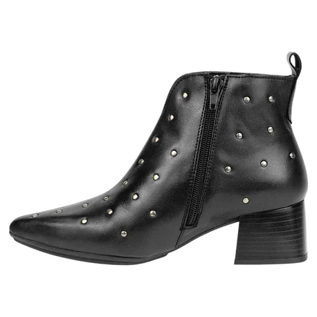 Botín Piel Negro Tachas Tacón medio Kaola 4064