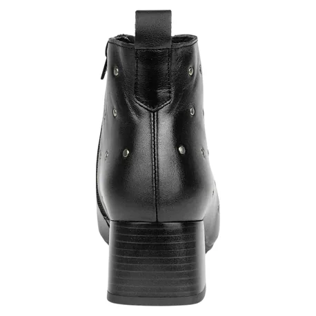 Botín Piel Negro Tachas Tacón medio Kaola 4064