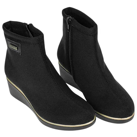 Botín Waterproof Negro Licra Adaptable Plantilla Extraíble Cuña Media Doctor Cutillas 64816