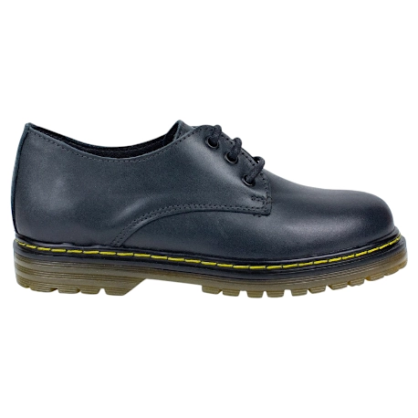 Zapato Militar mujer Negro Granate en Piel con Cordones Brans 127