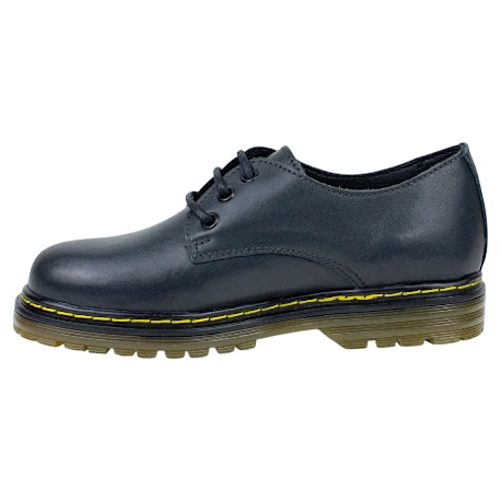 Zapato Militar mujer Negro Granate en Piel con Cordones Brans 127