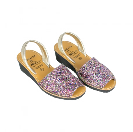 Menorquinas con Cuña Glitter Multicolor de Mujer