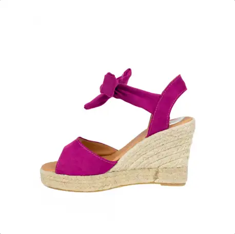 Sandalias Esparto Cuña Alta Fucsia Negro Lazo Empeine Carmen Garcia 197D7 ETAN