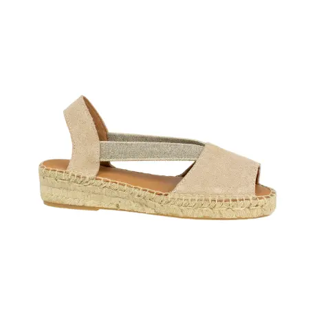 Sandalias Piel Serraje Mujer Cuña baja Elásticos Carmen García 272A
