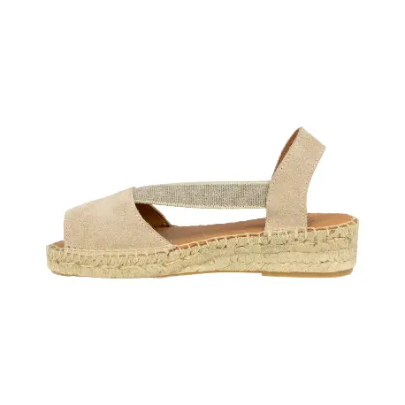 Sandalias Piel Serraje Mujer Cuña baja Elásticos Carmen García 272A
