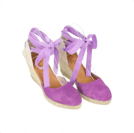 Alpargatas De Cuña Alta En Esparto Violeta para Mujer