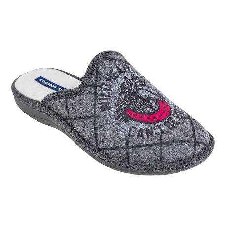 Zapatillas de casa abiertas para hombre grises con estampado de corazones