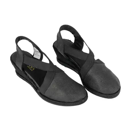 Alpargatas Cuña Media de Esparto Negro Con Elasticos